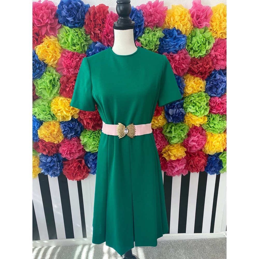 Abe Schrader by Belle Saunder‎  1960 Vintage Green A-Line Short Sleeve Dress